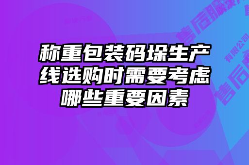 稱重包裝碼垛生產線選購時需要考慮哪些重要因素