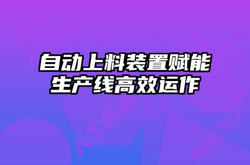 自動上料裝置賦能生產(chǎn)線高效運(yùn)作